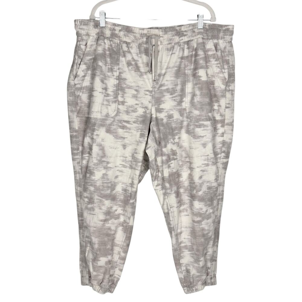 Athleta Farallon Printed Joggers Activewear Cotton Stretch Drawstring Tapered 24